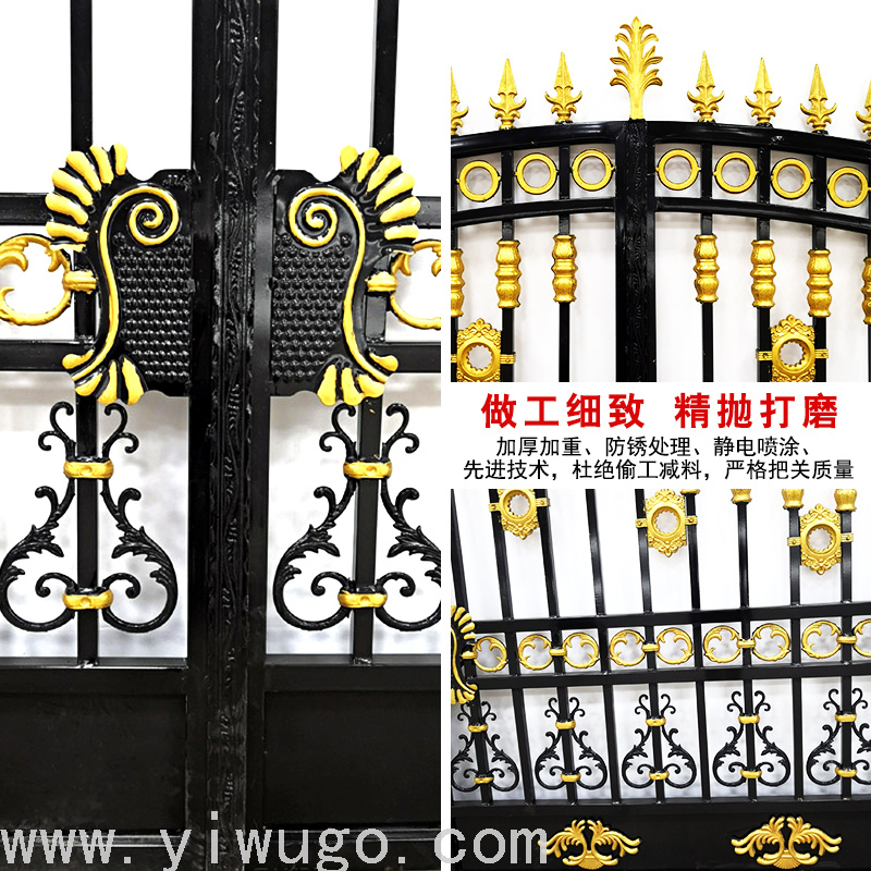 Community Forging Ironwork Gate Electric Remote Control Iron Gate Anti-Theft Door Courtyard Entry Door New Iron Door