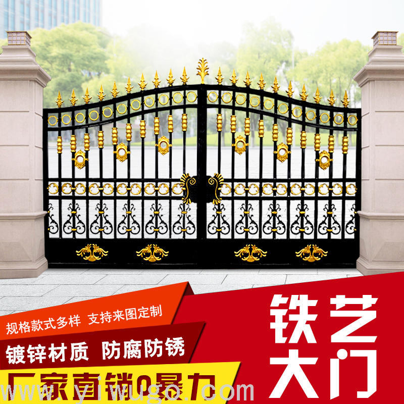 Community Forging Ironwork Gate Electric Remote Control Iron Gate Anti-Theft Door Courtyard Entry Door New Iron Door