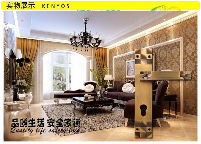 KENYOS direct European zinc alloy bronze door handle door lock panel Honggu copper blue