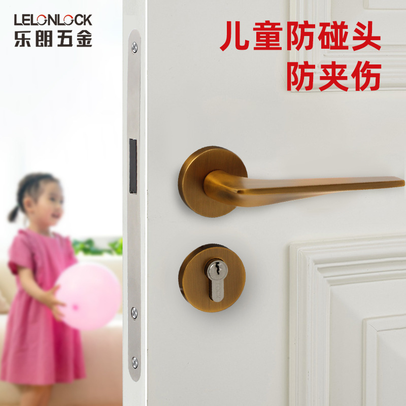 Mute Split Lock Door Lock Zinc Alloy Solid Gun Black Nordic Door Lock Bedroom Door Lock Magnetic Lock