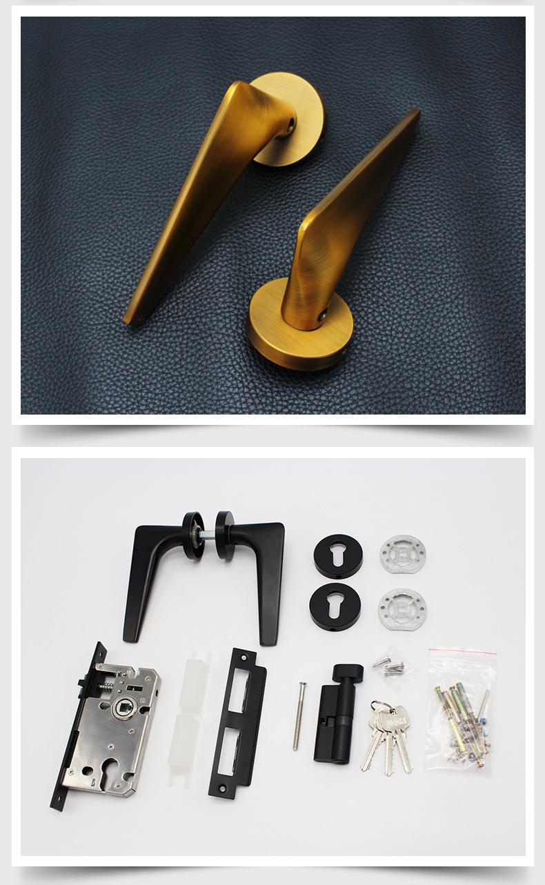 Mute Split Lock Door Lock Zinc Alloy Solid Gun Black Nordic Door Lock Bedroom Door Lock Magnetic Lock