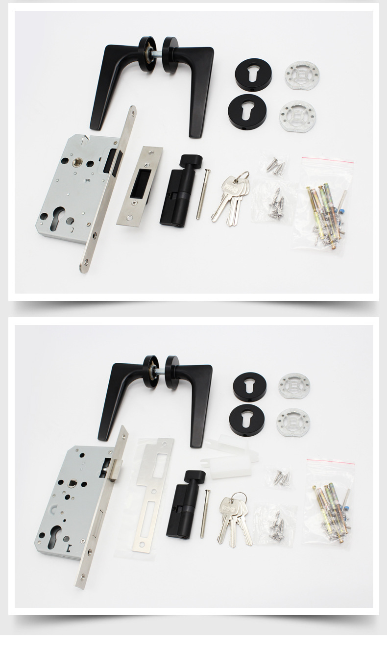 Mute Split Lock Door Lock Zinc Alloy Solid Gun Black Nordic Door Lock Bedroom Door Lock Magnetic Lock