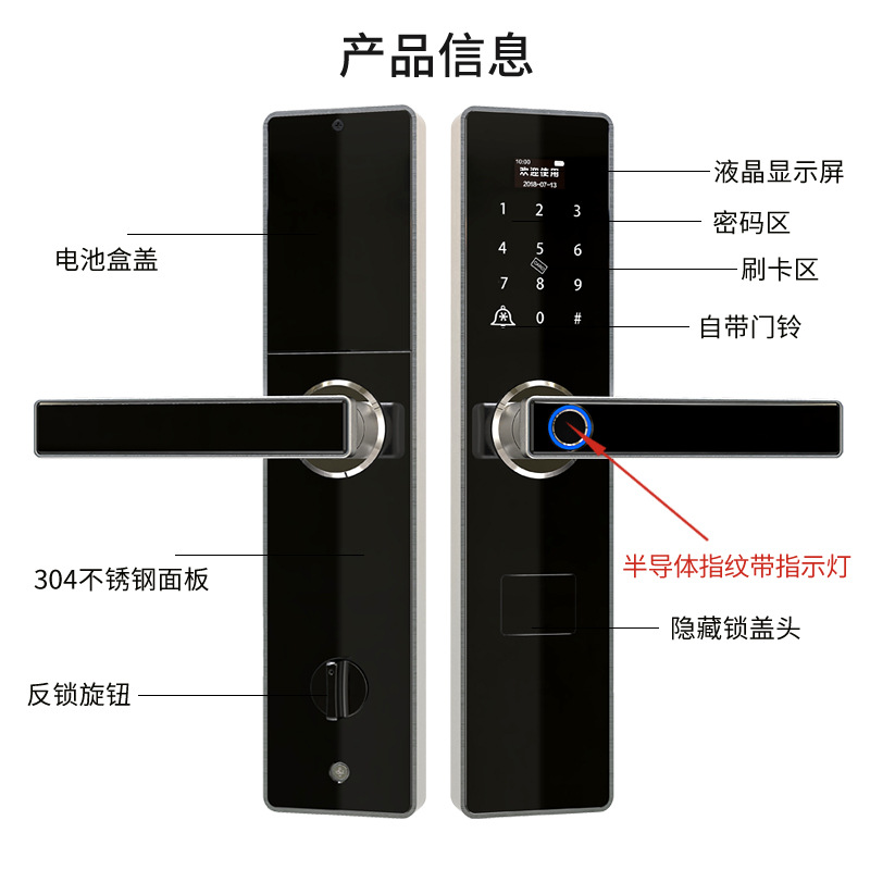 Cardolia Graffiti Pass Lock Anti-Theft Smart Door Lock Automatic Password Electronic Home Smart Fingerprint Lock