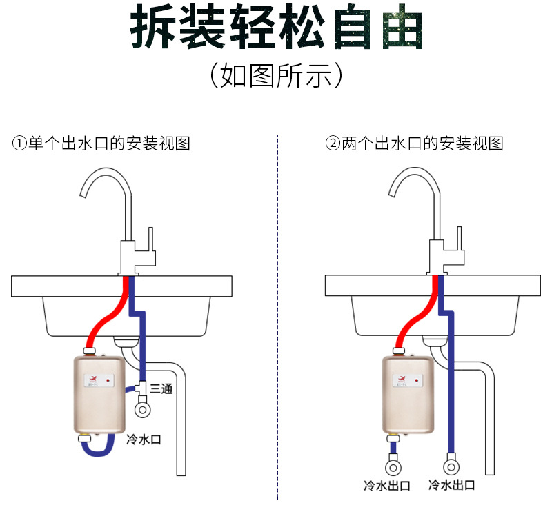 Faucet Demand Water Heaters Household Kitchen Small Fast Heat Heater 110V American Standard European Standard English