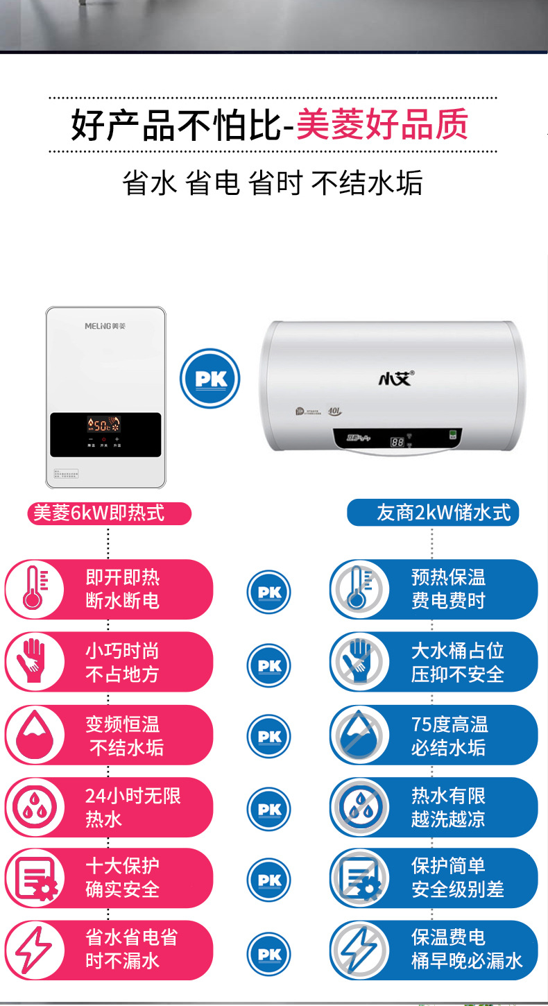 Heaters Electric Household Bathroom Constant Temperature Vertical WaterFree Storage Vertical Small Electric Water Heater