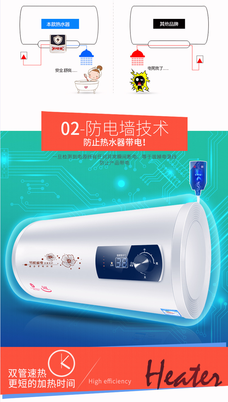 QuickHeating Electric Water Heater Intelligent Frequency Conversion Water Storage Demand Water Heaters Bath Machine