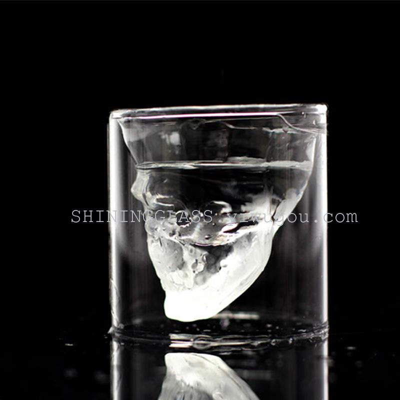 Creative Borosilicate glass skull  glass cup double wall glass heat-resisting glassware