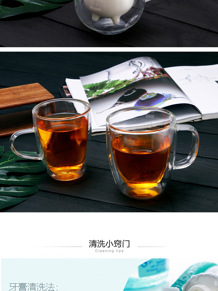 Heat-resistant double wall glass cup creative anti-hot cup heat insulation glass borosilicate water glass juice cup Heat-resistant double wall glass cup creative anti-hot cup heat insulation glass borosilicate water glass juice cup