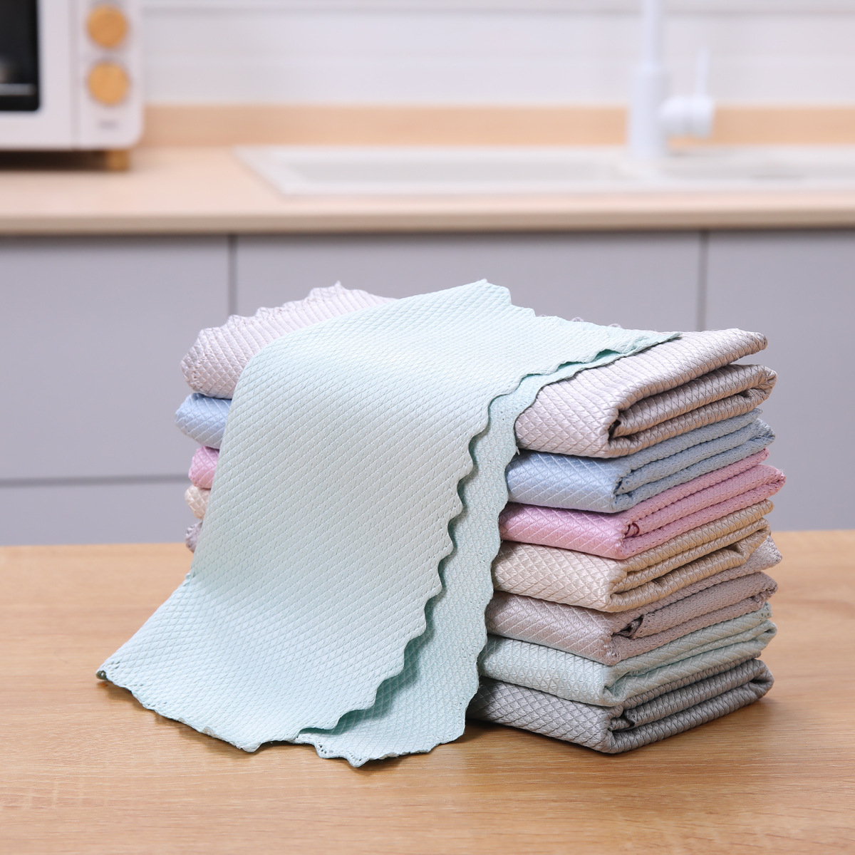 Double-Sided Coral Fleece Pp Silk Dishcloth Oil-Free Scouring Pad Cleaning Cloth Cleaning products
