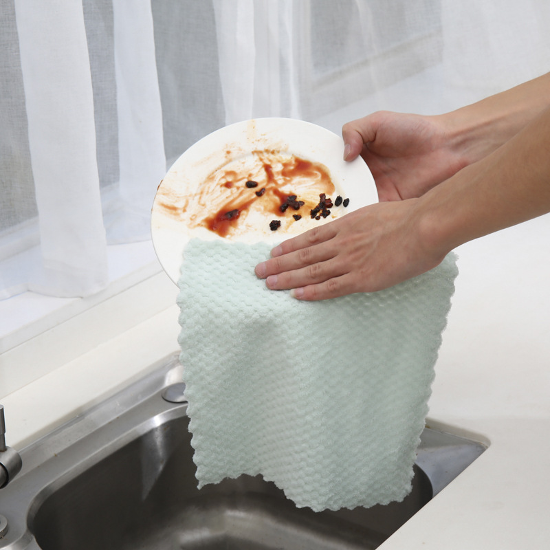 Double-Sided Coral Fleece Pp Silk Dishcloth Oil-Free Scouring Pad Cleaning Cloth Cleaning products