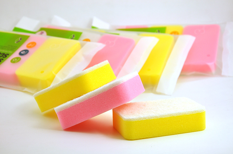 Sunday high temperature resistant sponge 3PCS white yellow white washing dishes in the kitchen cleaning products