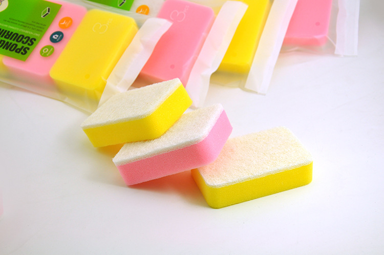 Sunday high temperature resistant sponge 3PCS white yellow white washing dishes in the kitchen cleaning products