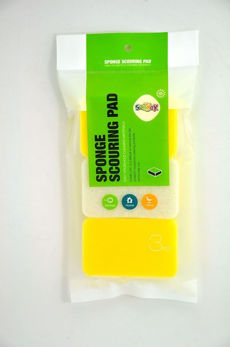 Sunday high temperature resistant sponge 3PCS white yellow white washing dishes in the kitchen cleaning products