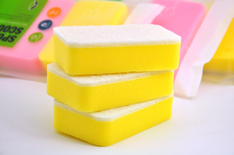 Sunday high temperature resistant sponge 3PCS white yellow white washing dishes in the kitchen cleaning products