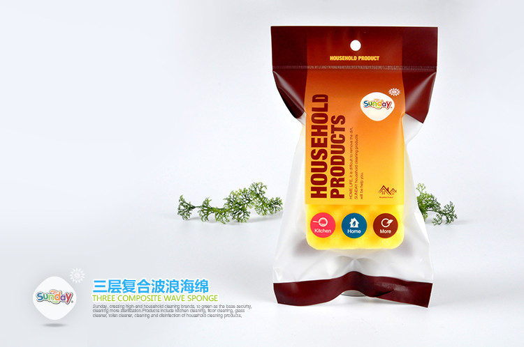 Sunday three layer wave sponge 1 pieces, kitchen cleaning products exported to Japan South Korea