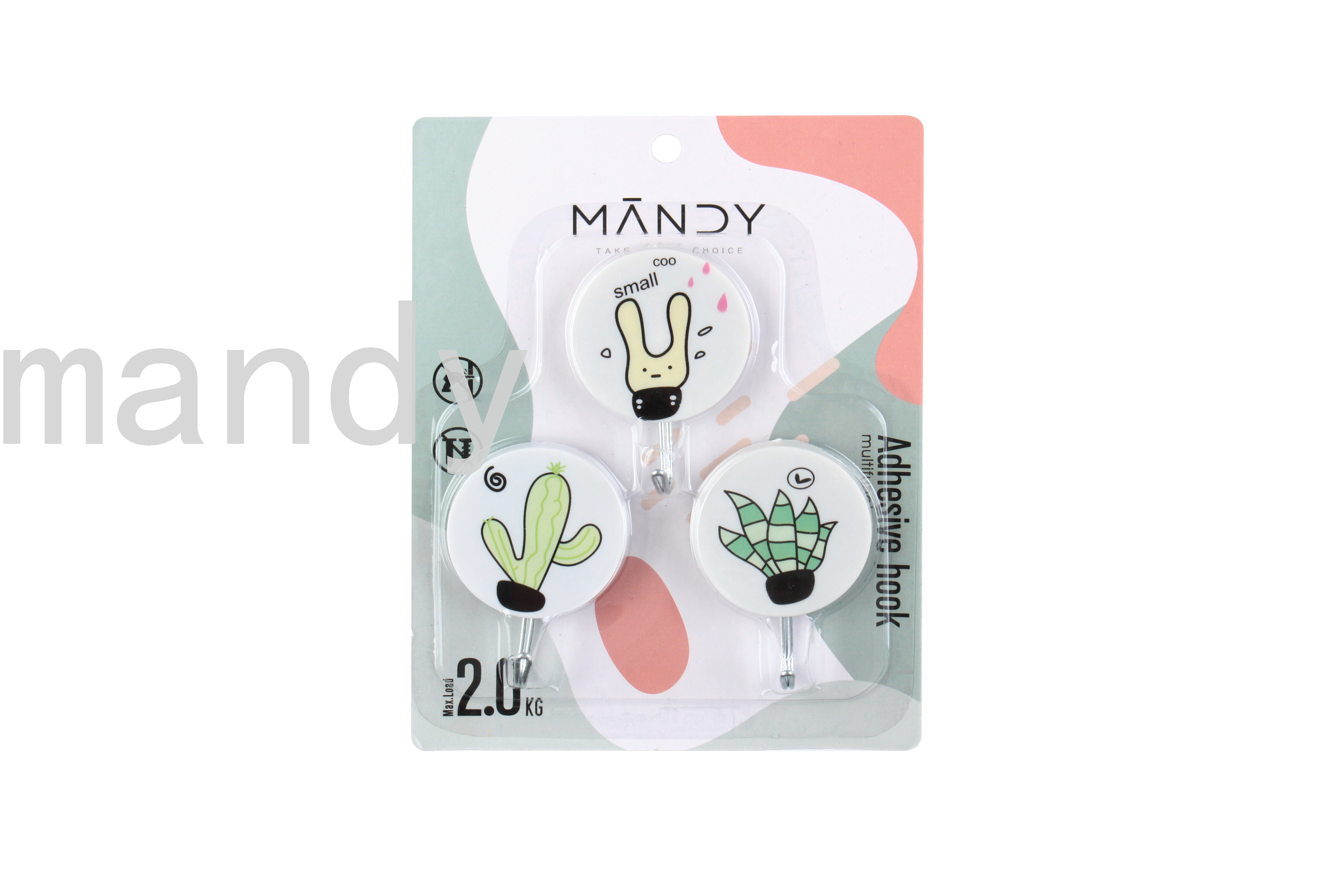 [Mandi Home] Cartoon Iron Hook Plastic Hook Bathroom Kitchen Hook Sticky Hook Strong Load-Bearing Punch-Free
