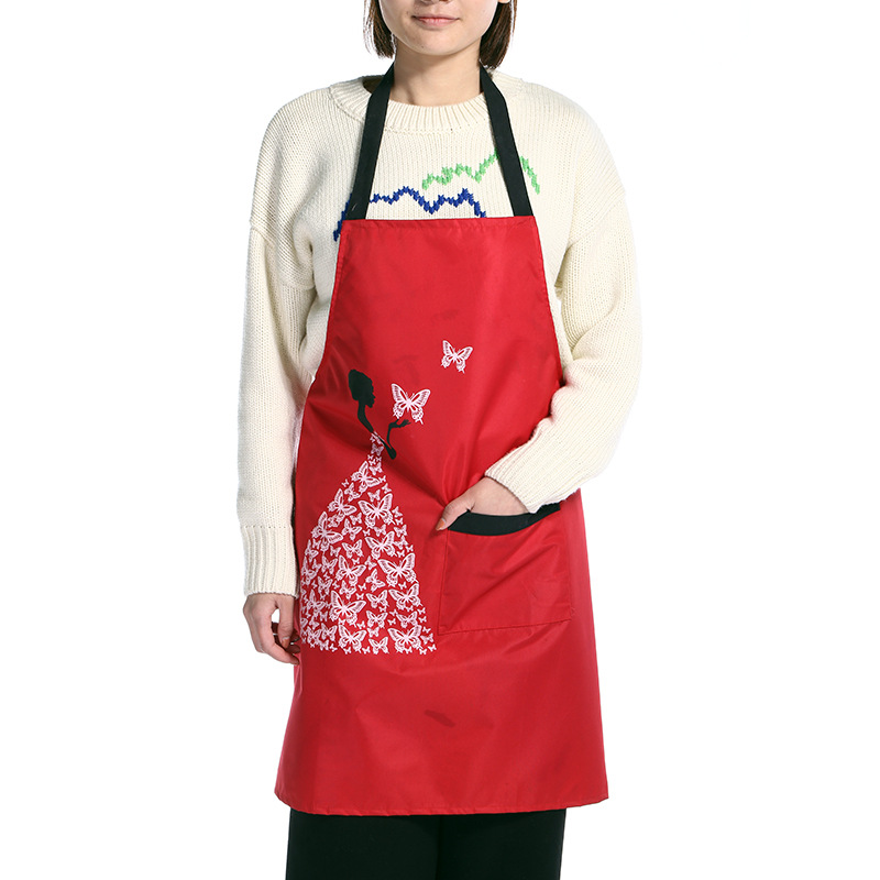 Manufacturers direct sales women waterproof and anti-pollution printing apron domestic  logo of the products.