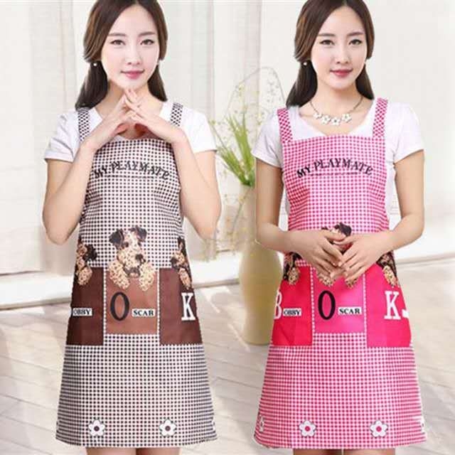 Korean-Style Puppy Padded Apron. Kitchen Dustproof Waterproof Apron