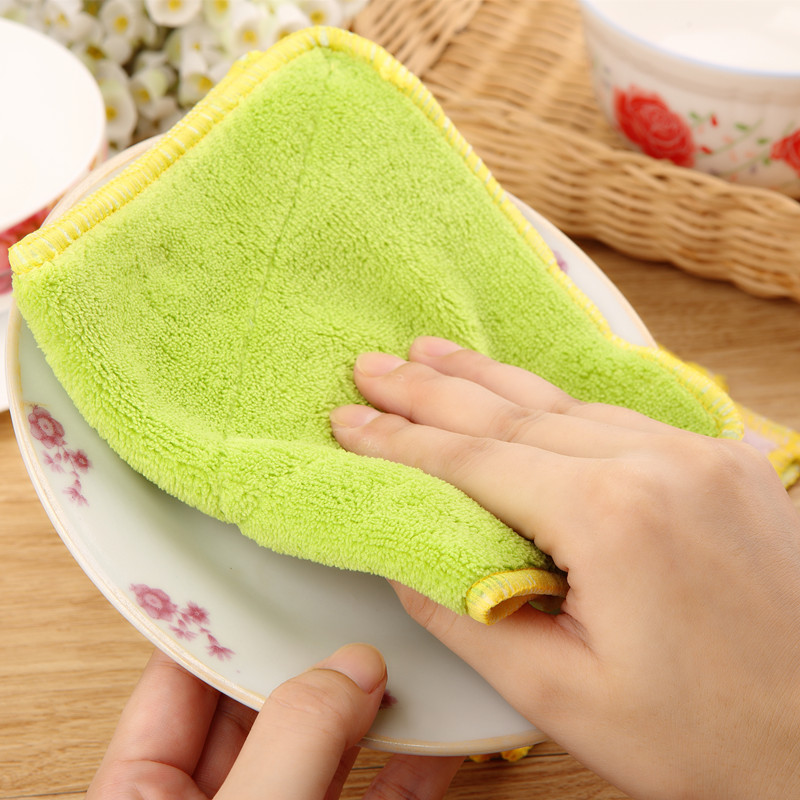 Fiberglass double - sided absorbent wipes thickened wash towel kitchen scouring pad washing cloth factory wholesale