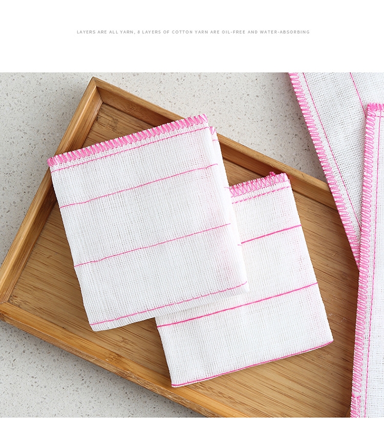 Yarn Dishcloth 8Layer Full Yarn Dish Towel Rag Scouring Pad OilFree Absorbent Cleaning Cloths Kitchen Daily Necessities
