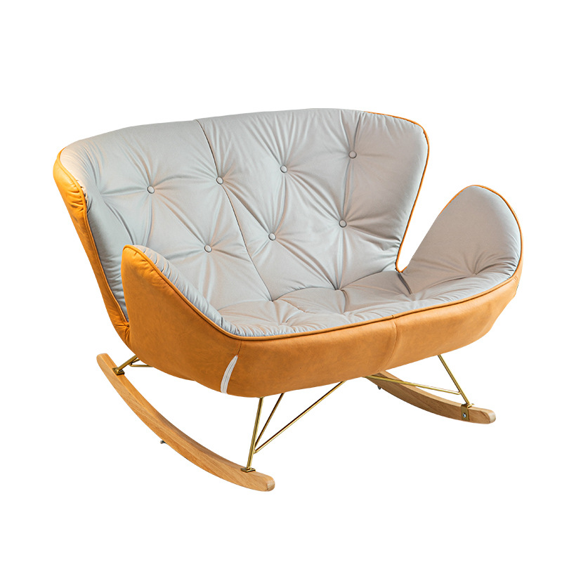 Double Rocking Chair Light Luxury Nordic Recliner Adult Living Room Home Italian Leisure Lazy Sofa Balcony Rocking Chair
