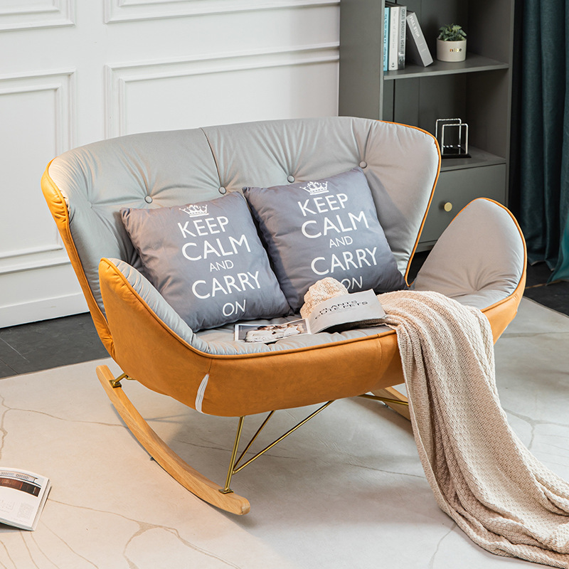 Double Rocking Chair Light Luxury Nordic Recliner Adult Living Room Home Italian Leisure Lazy Sofa Balcony Rocking Chair