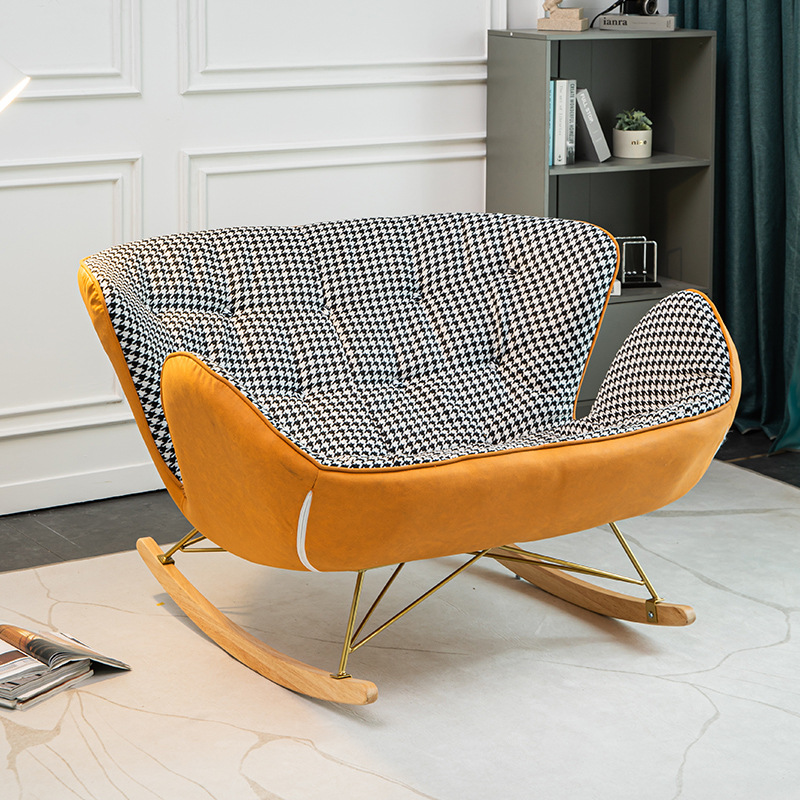 Double Rocking Chair Light Luxury Nordic Recliner Adult Living Room Home Italian Leisure Lazy Sofa Balcony Rocking Chair
