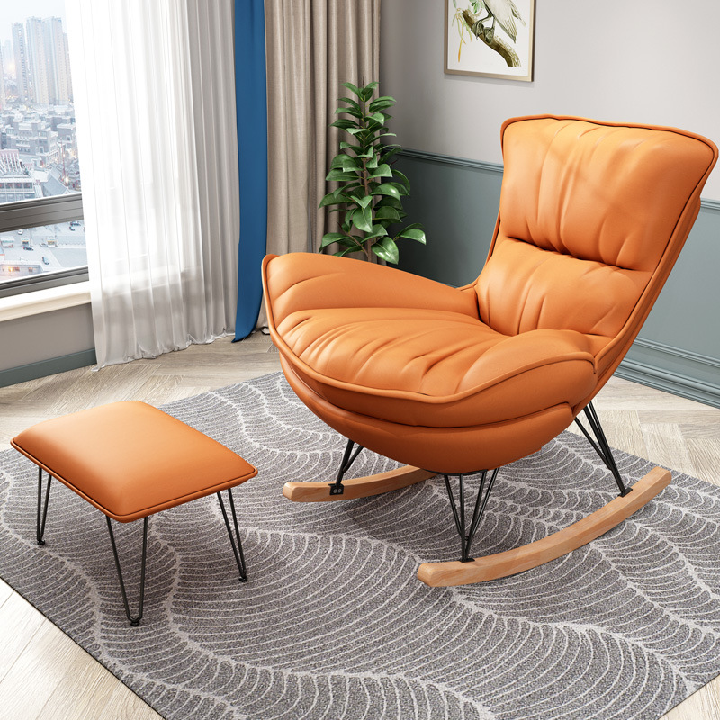 Rocking Chair Recliner Lazy Sofa Rocking Chair Office Xiaoyao Solid Wood Leisure Nap Elderly Chair Fashion Nordic