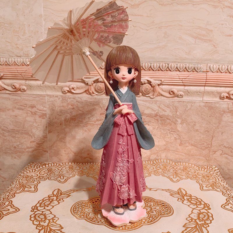 Imported arts and crafts Girl Japanese Kimono Japanese Style Girl Umbrella Resin Student Gift Ornaments Imported arts and crafts Girl Japanese Kimono Japanese Style Girl Umbrella Resin Student Gift Ornaments