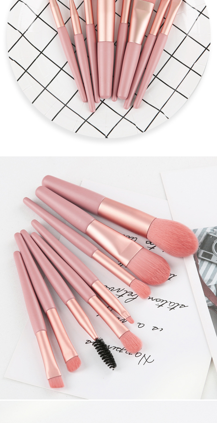 SEPROFE 8 Mini Makeup Brushes Wooden Handle Portable Soft Hair Makeup Brush Set Cross-Border Beauty Tools Makeup Brushes