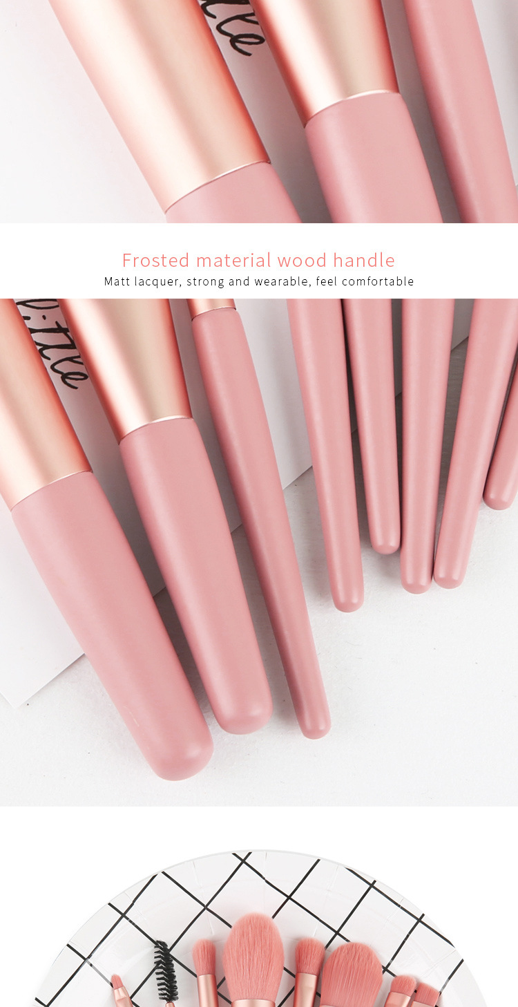 SEPROFE 8 Mini Makeup Brushes Wooden Handle Portable Soft Hair Makeup Brush Set Cross-Border Beauty Tools Makeup Brushes
