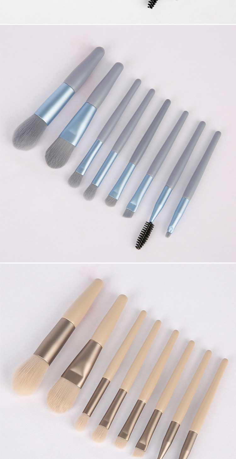SEPROFE 8 Mini Makeup Brushes Wooden Handle Portable Soft Hair Makeup Brush Set Cross-Border Beauty Tools Makeup Brushes
