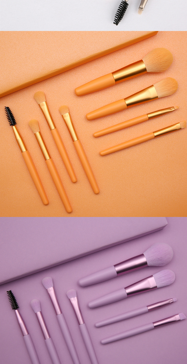 SEPROFE 8 Mini Makeup Brushes Wooden Handle Portable Soft Hair Makeup Brush Set Cross-Border Beauty Tools Makeup Brushes