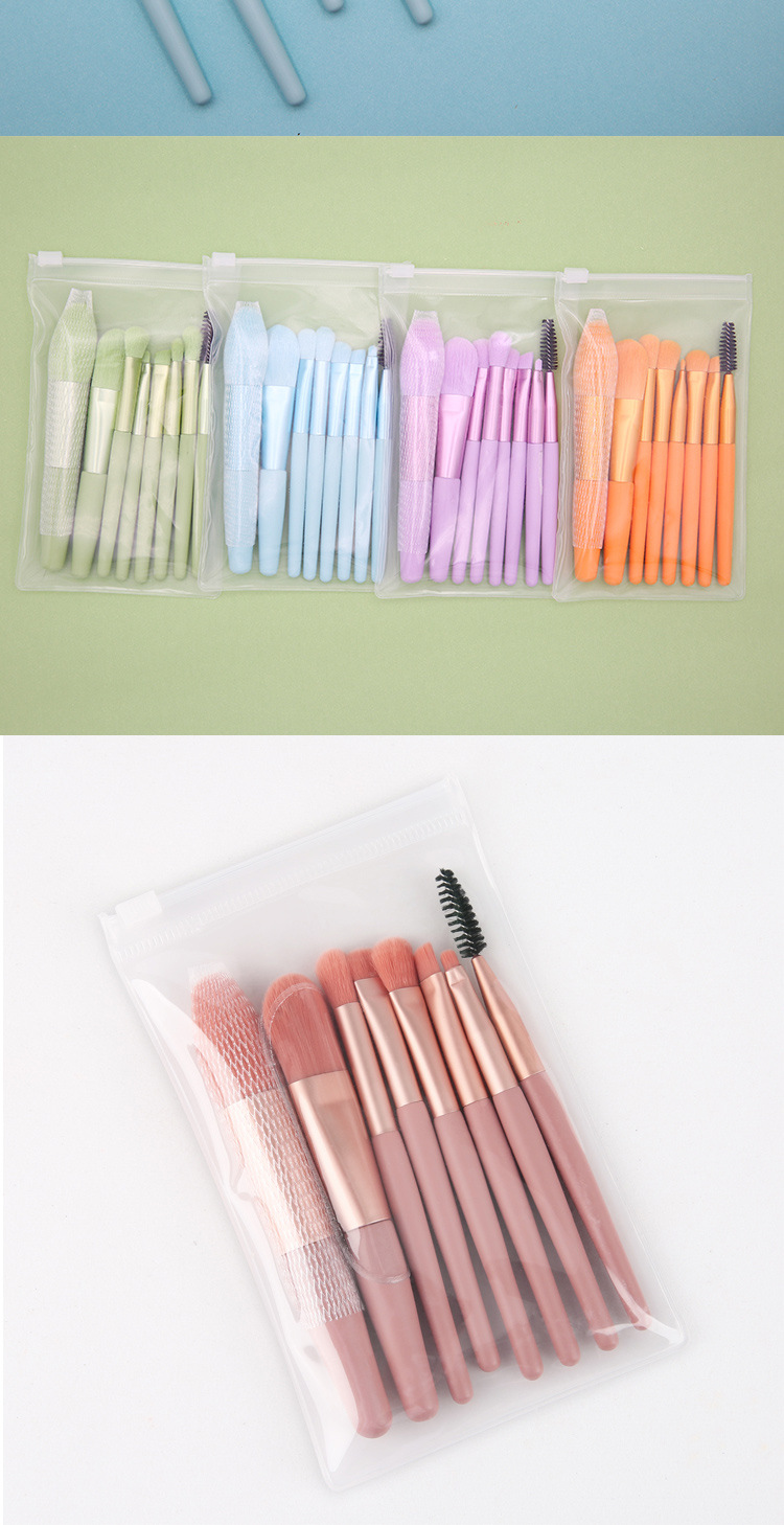 SEPROFE 8 Mini Makeup Brushes Wooden Handle Portable Soft Hair Makeup Brush Set Cross-Border Beauty Tools Makeup Brushes