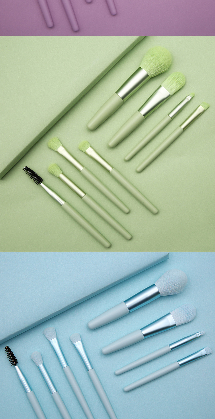 SEPROFE 8 Mini Makeup Brushes Wooden Handle Portable Soft Hair Makeup Brush Set Cross-Border Beauty Tools Makeup Brushes