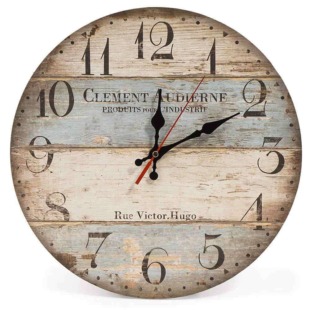 Amazon European Country American Idyllic Living Room Wall Clocks Simple Decorative Wooden Wall Clock Quartz Wall Clocks