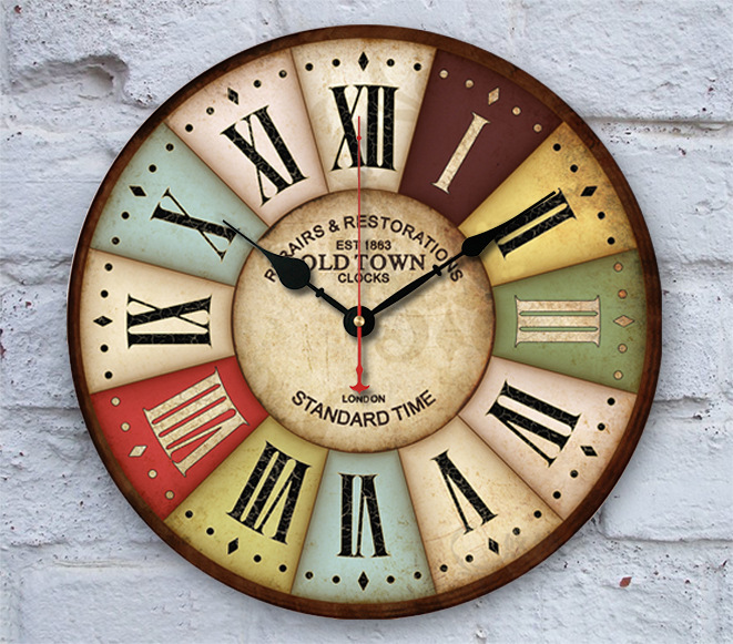Amazon European Country American Idyllic Living Room Wall Clocks Simple Decorative Wooden Wall Clock Quartz Wall Clocks