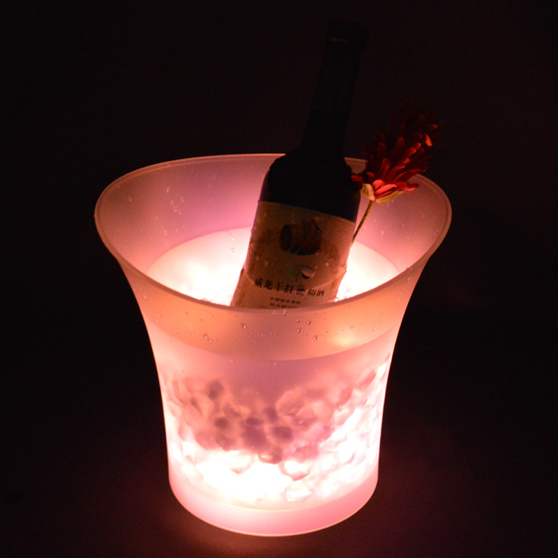 Bar KTV Special Luminous Ice Bucket Waterproof Frosted Plastic Bucket Colorful Drop-Resistant LED Ice Bucket