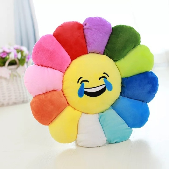Tiktok Same Creative Colorful Sun Flower Emoji Pillow Customized Plush Toy Small Pendant Gift Cushion Tiktok Same Creative Colorful Sun Flower Emoji Pillow Customized Plush Toy Small Pendant Gift Cushion