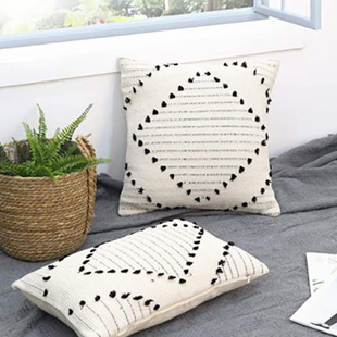 Pillow Amazon Home Ins Nordic Cut Flower Yarn-Dyed Woven Geometric Tassel Pillow Cover North America Cushion Cover