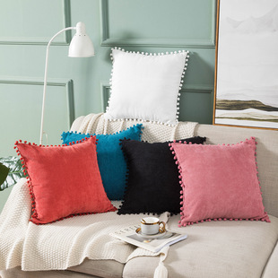 Pillow Amazon Home Ins Nordic Cut Flower Yarn-Dyed Woven Geometric Tassel Pillow Cover North America Cushion Cover