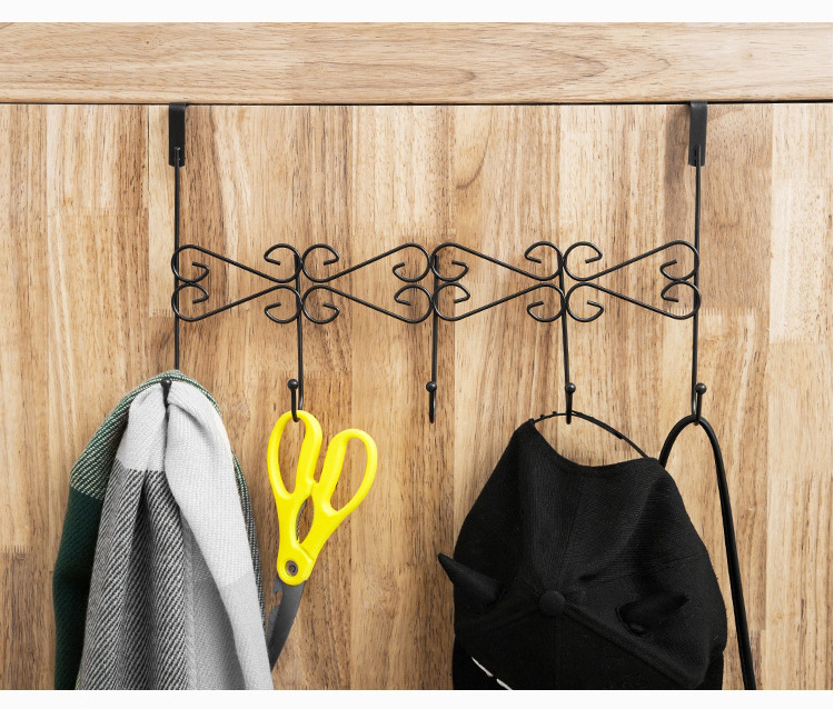 Hanger behind the Door Nail-Free Traceless Creative Ironwork Gate Coat Hanger Bathroom Towel Hook Wall-Mounted Coat Rack Hanger behind the Door Nail-Free Traceless Creative Ironwork Gate Coat Hanger Bathroom Towel Hook Wall-Mounted Coat Rack