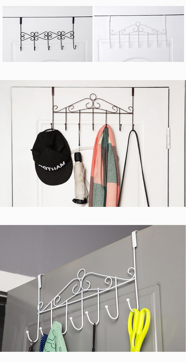 Hanger behind the Door Nail-Free Traceless Creative Ironwork Gate Coat Hanger Bathroom Towel Hook Wall-Mounted Coat Rack Hanger behind the Door Nail-Free Traceless Creative Ironwork Gate Coat Hanger Bathroom Towel Hook Wall-Mounted Coat Rack