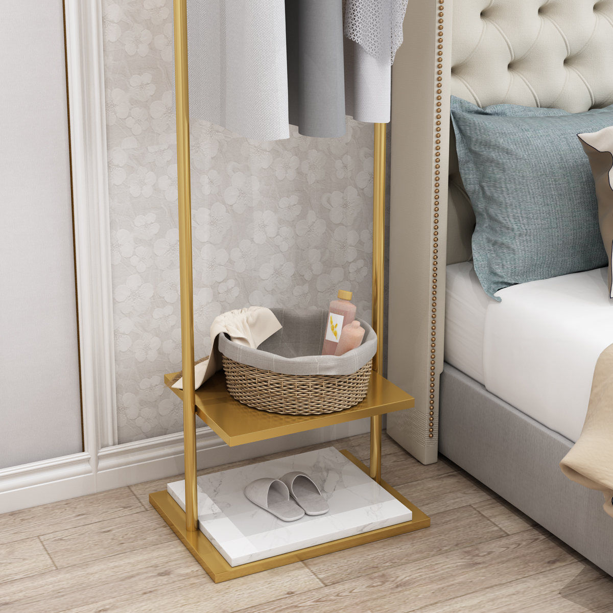 Clothes Hanger Floor Coat Rack Bedroom Internet Celebrity Clothing Store Clothes Hanger Clothes Rack Mild Luxury Marble