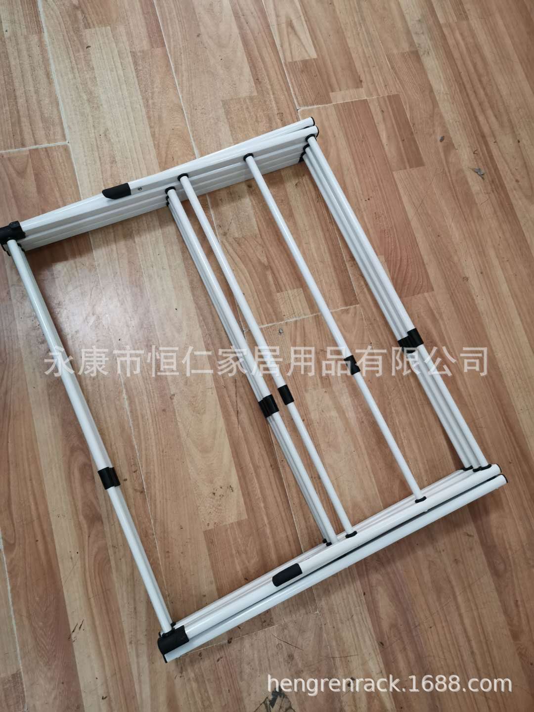 Clothes Hanger Floor Installation-Free Telescopic Coat Hanger Iron Pipe Plastic Spraying Three-Layer Towel  Coat Hanger