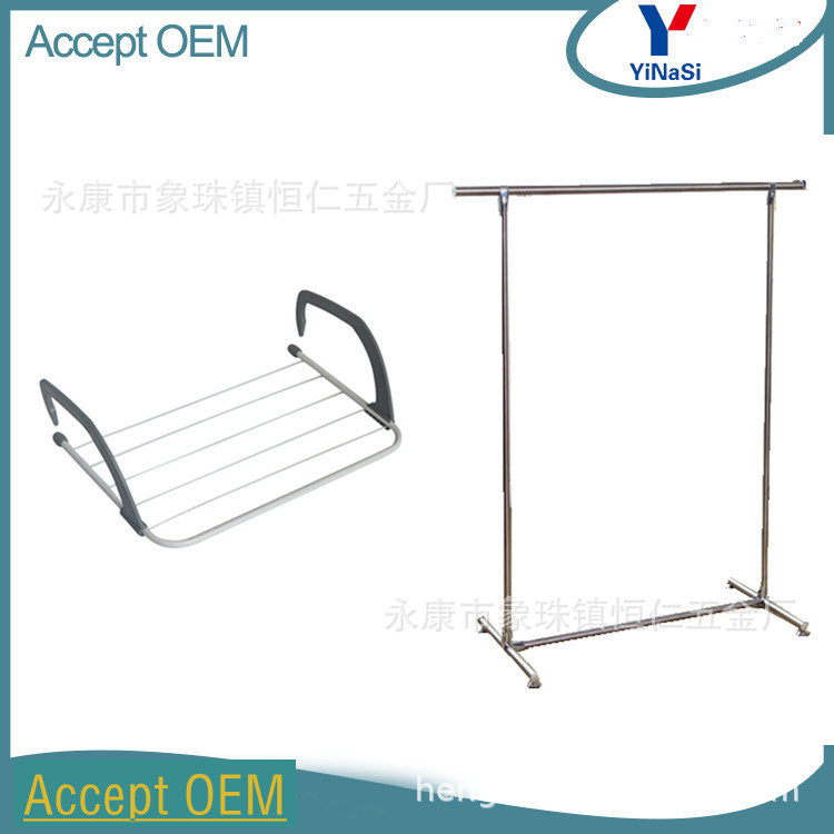 Clothes Hanger Floor Installation-Free Telescopic Coat Hanger Iron Pipe Plastic Spraying Three-Layer Towel  Coat Hanger