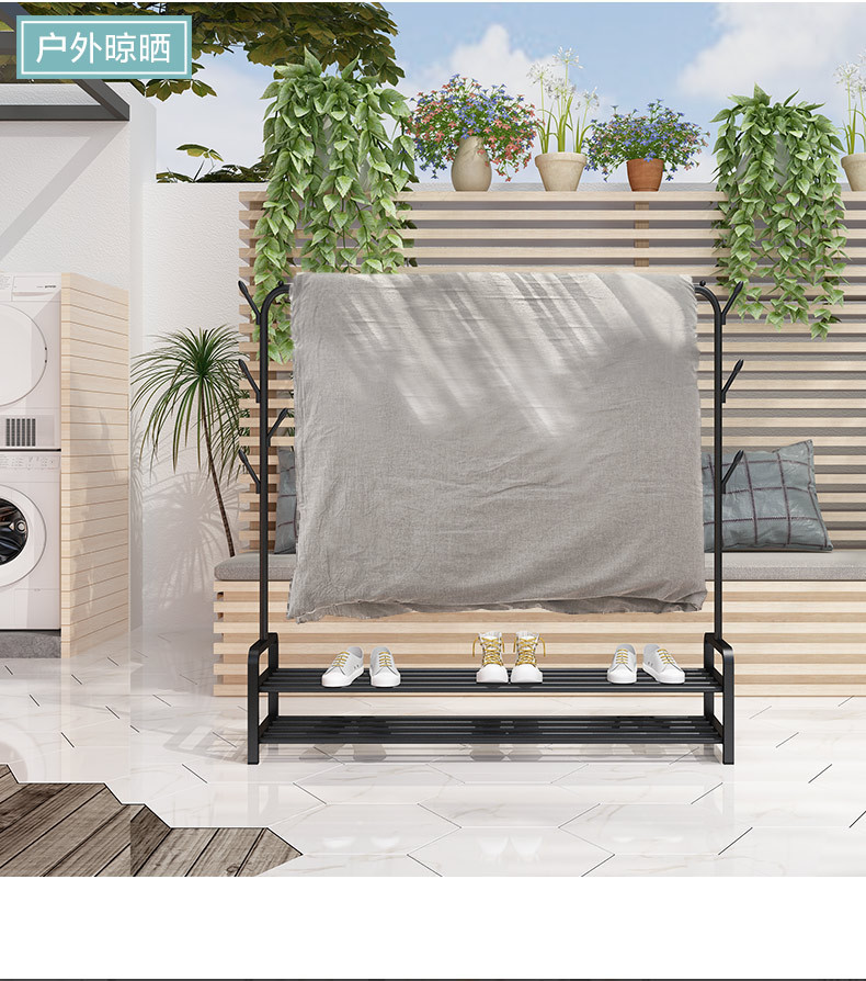Hanger Floor Coat Rack Bedroom Drying Rack Simple Clothing Rod Folding Interior Balcony Clothes Hanger Clothes Rack