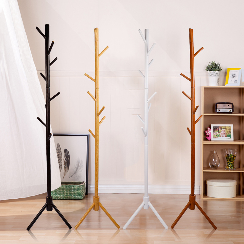 Household Minimalist Solid Wood Hanger Living Room Bedroom Hanger Simple Wood Floor Coat Stand
