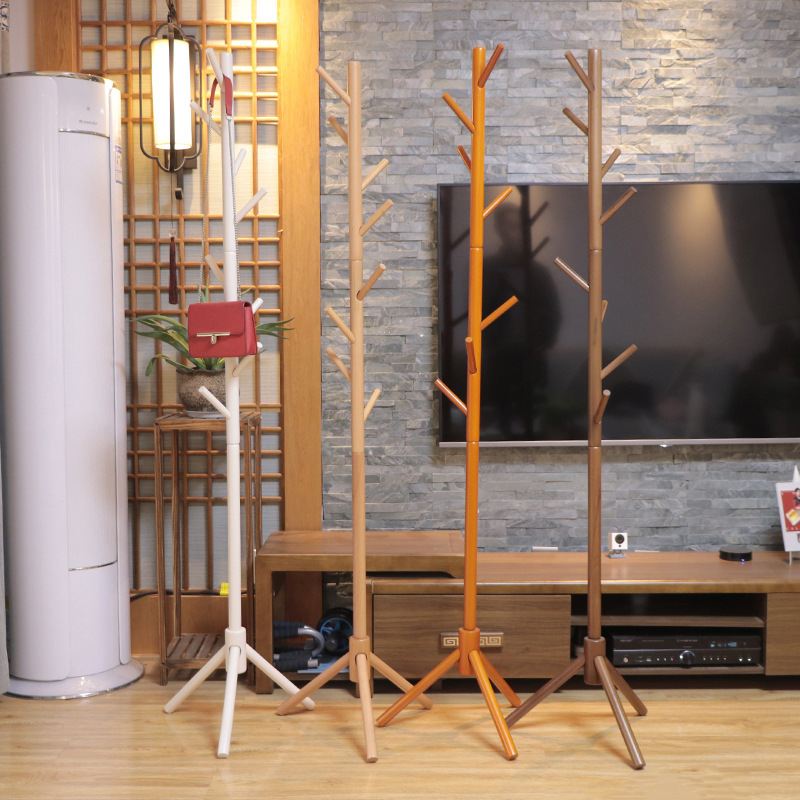 Household Minimalist Solid Wood Hanger Living Room Bedroom Hanger Simple Wood Floor Coat Stand