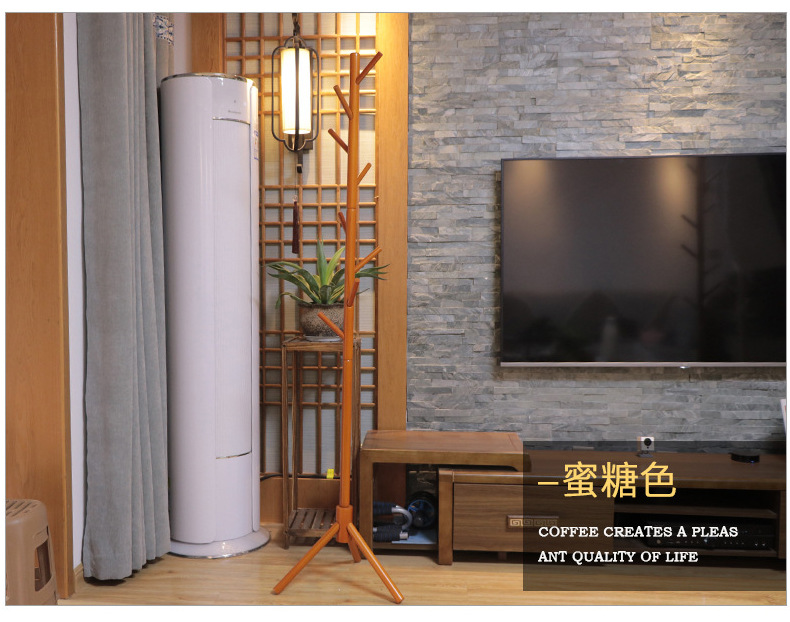Household Minimalist Solid Wood Hanger Living Room Bedroom Hanger Simple Wood Floor Coat Stand